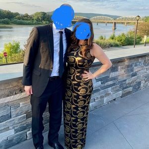 Ralph Lauren black and gold formal gown